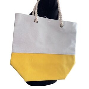 Canvas Tote Bag White and Yellow NWOT Women’s Bag